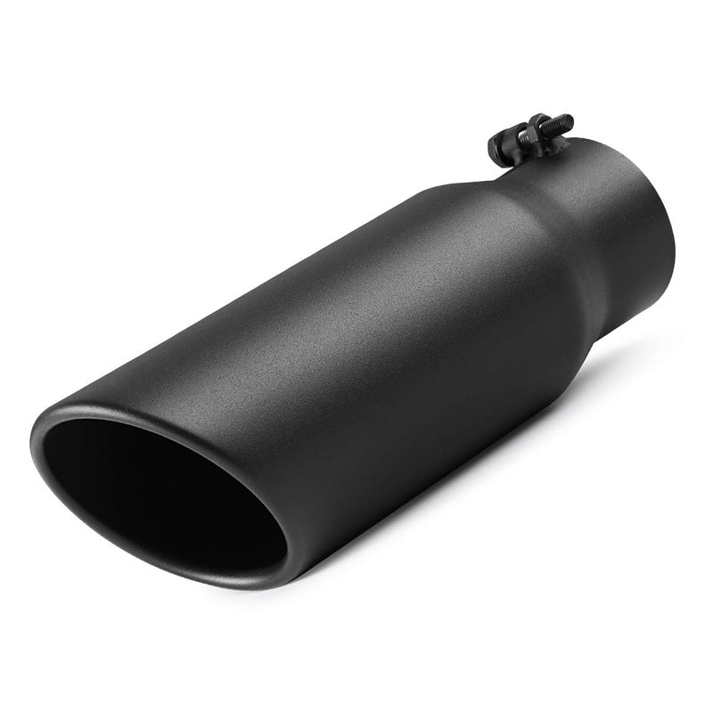 A-KARCK Exhaust Tip 3 Inch Inlet, 3" Inlet 4" Outlet 12" Long Black Coated Finish Muffler Tip For Truck Tailpipe, Stainless Steel Rolled Edge - Image 1